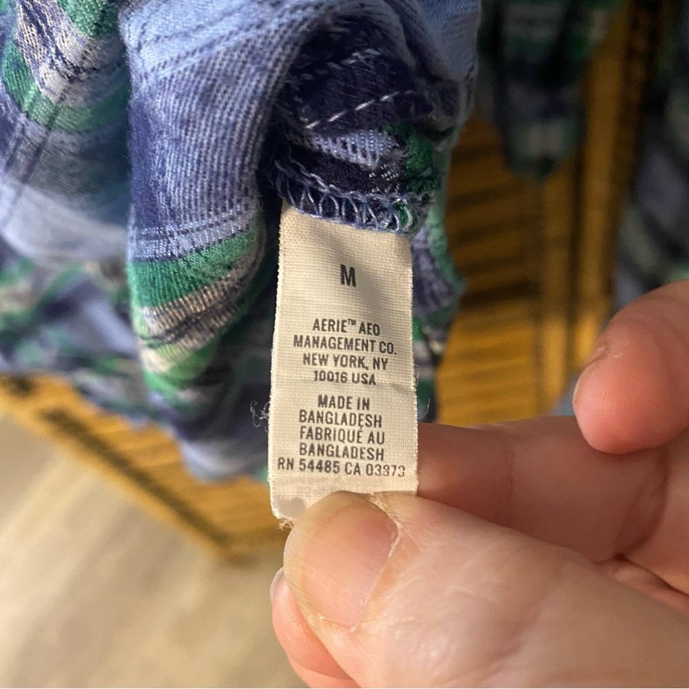 Aerie flannel Blue and Green mixed Plaid Pajama Set Med top large bottoms - Picture 8 of 9